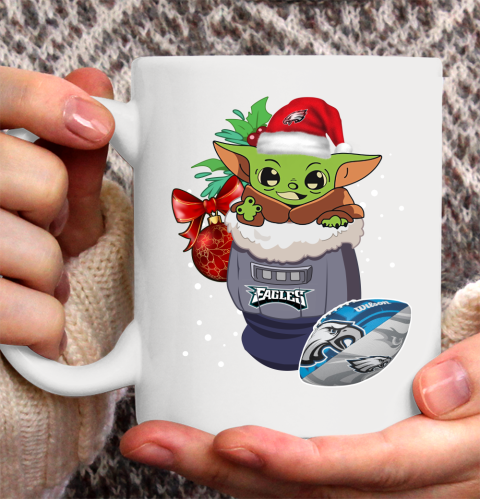 Philadelphia Eagles Christmas Baby Yoda Star Wars Funny Happy NFL Ceramic Mug 11oz 2