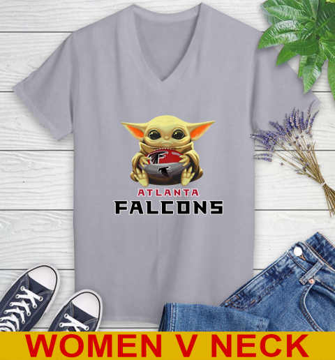 NFL Football Atlanta Falcons Baby Yoda Star Wars Shirt Women's V-Neck T-Shirt 5