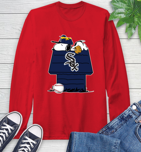 MLB Chicago White Sox Snoopy Woodstock The Peanuts Movie Baseball T Shirt Long Sleeve T-Shirt 10