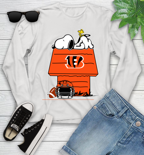 Cincinnati Bengals NFL Football Snoopy Woodstock The Peanuts Movie Youth Long Sleeve