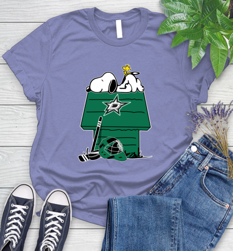 Dallas Stars NHL Hockey Snoopy Woodstock The Peanuts Movie Women's T-Shirt 11