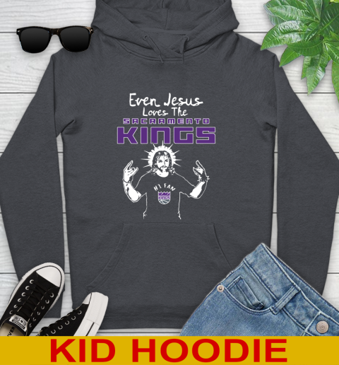 Sacramento Kings NBA Basketball Even Jesus Loves The Kings Shirt Youth Hoodie 9
