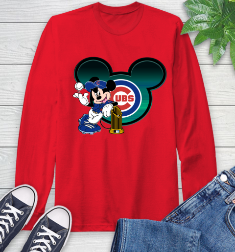 MLB Chicago Cubs The Commissioner's Trophy Mickey Mouse Disney Long Sleeve T-Shirt 10