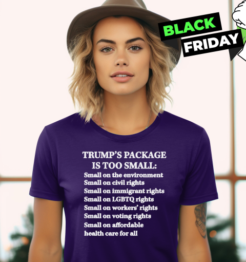 stlo trump too small print on front and back ladies t shirt 20 back purple