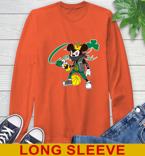 Boston Celtics NBA Basketball Mickey Peace Sign Sports Long Sleeve T-Shirt 5