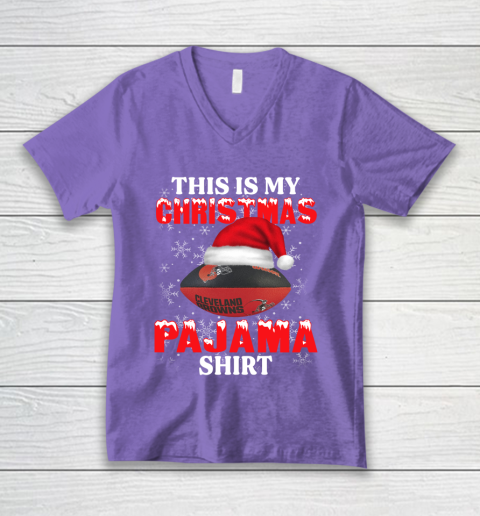 Cleveland Browns This Is My Christmas Pajama Shirt NFL V-Neck T-Shirt 8