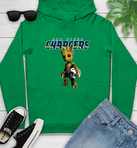 Los Angeles Chargers NFL Football Groot Marvel Guardians Of The Galaxy Youth Hoodie 7