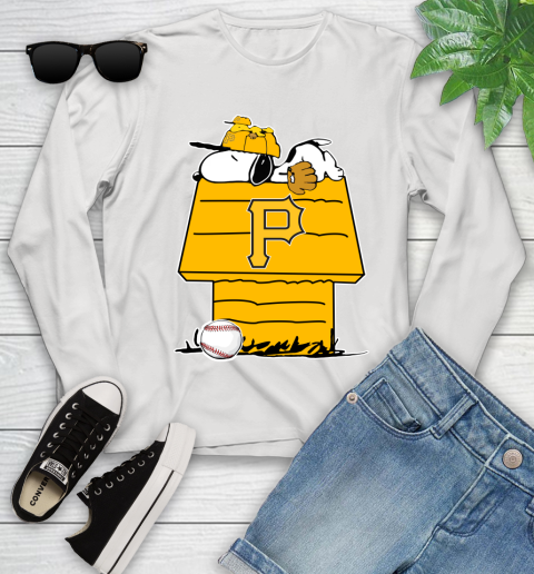 MLB Pittsburgh Pirates Snoopy Woodstock The Peanuts Movie Baseball T Shirt Youth Long Sleeve