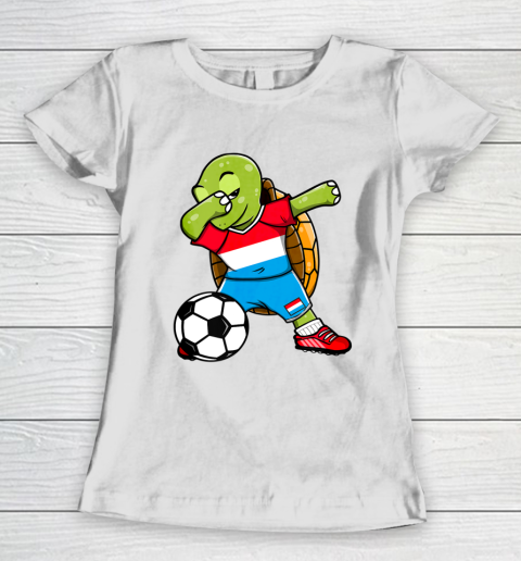 Dabbing Turtle Luxembourg Soccer Fans Jersey Flag Football Women's T-Shirt
