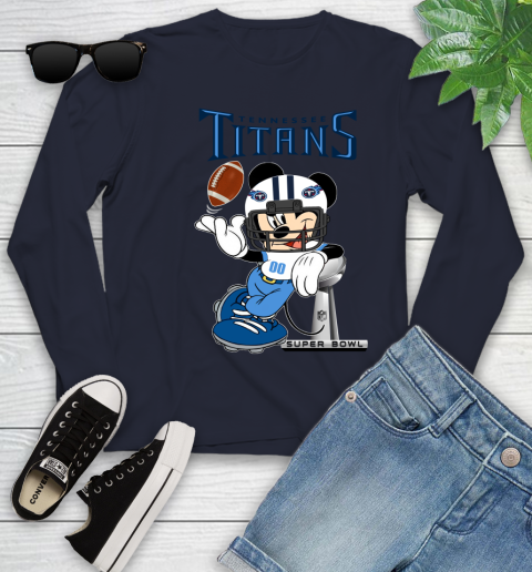 NFL Tennessee Titans Mickey Mouse Disney Super Bowl Football T Shirt Youth Long Sleeve 3