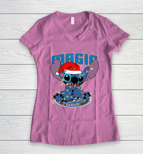Orlando Magic NBA noel stitch Basketball Christmas Women's V-Neck T-Shirt 8