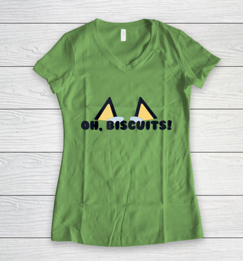 Bluey Oh Biscuits Mum Dad Cartoon Mother s Father s Day Women's V-Neck T-Shirt 5