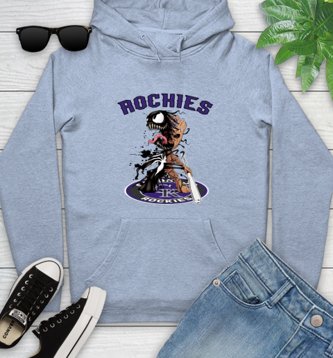 MLB Colorado Rockies Baseball Venom Groot Guardians Of The Galaxy Youth Hoodie 10