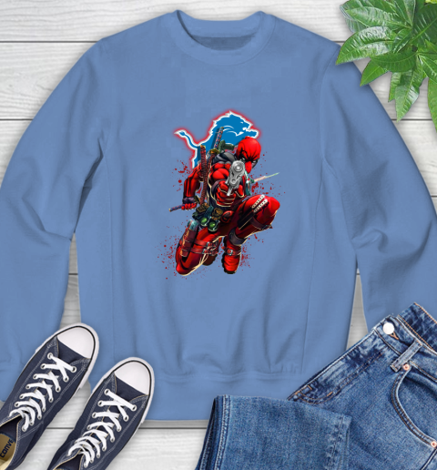 NFL Deadpool Marvel Comics Sports Football Detroit Lions Sweatshirt 11