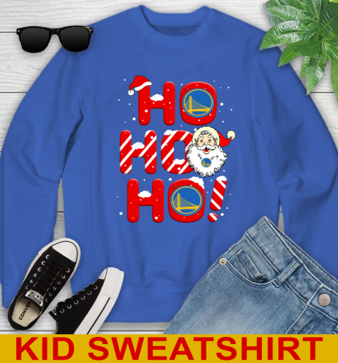 Golden State Warriors NBA Basketball Ho Ho Ho Santa Claus Merry Christmas Shirt Youth Sweatshirt 6