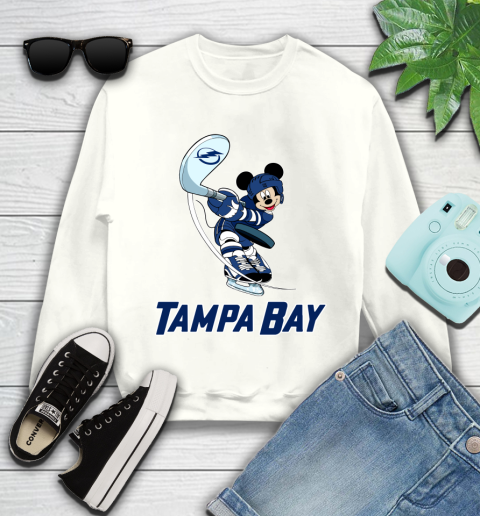 NHL Hockey Tampa Bay Lightning Cheerful Mickey Mouse Shirt Youth Sweatshirt 2