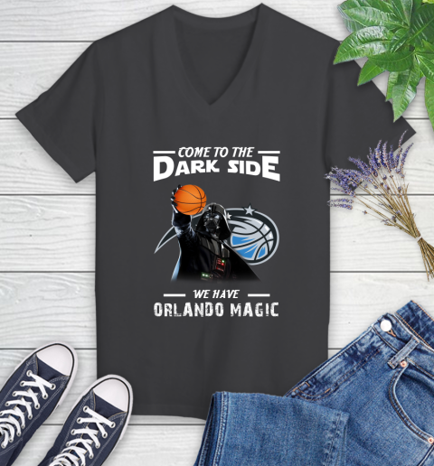 NBA Come To The Dark Side We Have Orlando Magic Star Wars Darth Vader Basketball Women's V-Neck T-Shirt 8