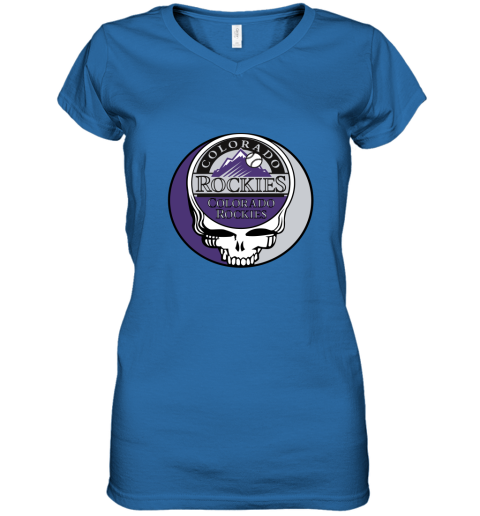 Colorado Rockies The Grateful Dead Baseball MLB Mashup Women's V-Neck T-Shirt