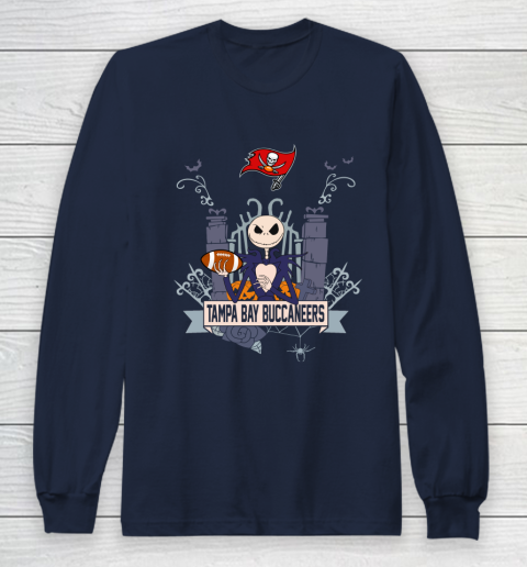 NFL Tampa Bay Buccaneers Football Jack Skellington Halloween Long Sleeve T-Shirt 2