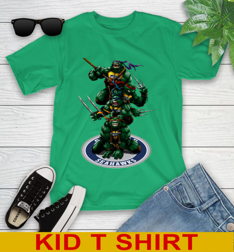 NFL Football Seattle Seahawks Teenage Mutant Ninja Turtles Shirt Youth T-Shirt 7 NFL Football Seattle Seahawks Teenage Mutant Ninja Turtles Shirt Youth T-Shirt - Image 7