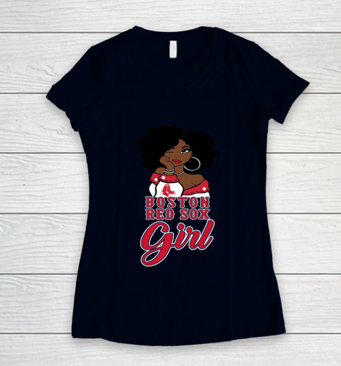 Boston Red Sox Girl MLB Women's V-Neck T-Shirt 3