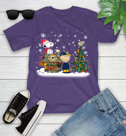 Indiana Pacers NBA Basketball Christmas The Peanuts Movie Snoopy Championship Youth T-Shirt 3