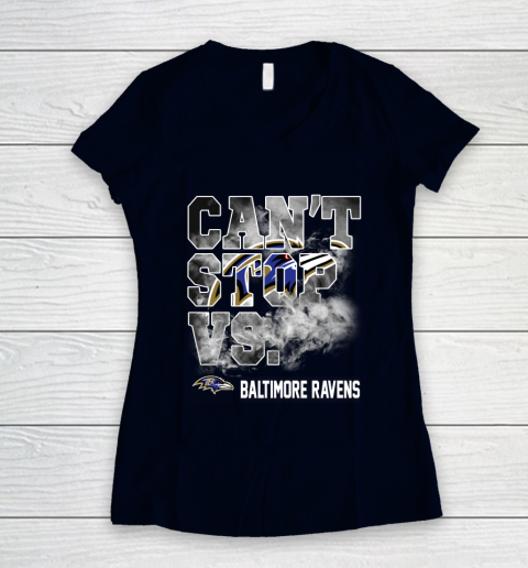 NFL Baltimore Ravens Can't Stop Vs Women's V-Neck T-Shirt 2