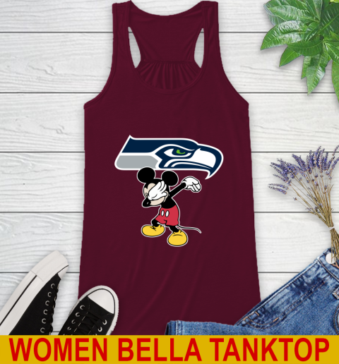 Seattle Seahawks NFL Football Dabbing Mickey Disney Sports Racerback Tank 3