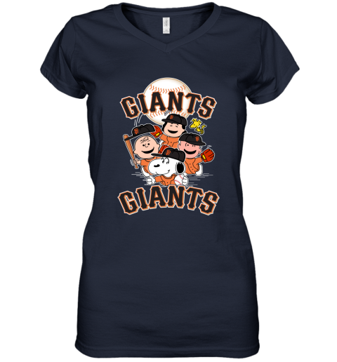 MLB San Francisco Giants Snoopy Charlie Brown Woodstock The Peanuts Movie Baseball  T Shirt_000 V-Neck T-Shirt