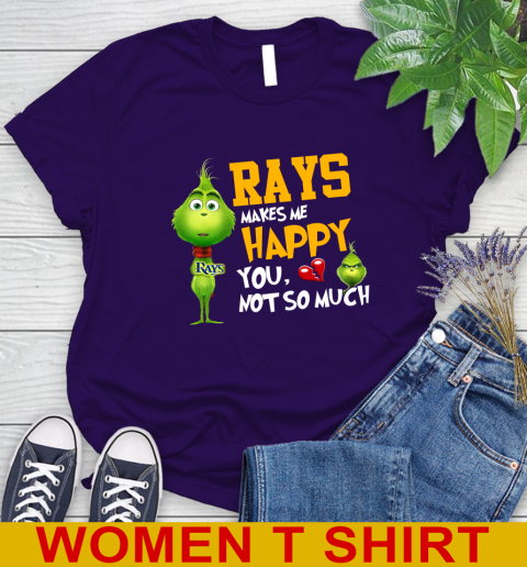 MLB Tampa Bay Rays Makes Me Happy You Not So Much Grinch Baseball Sports Women's T-Shirt 4