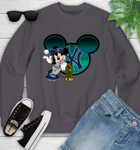 MLB New York Yankees The Commissioner's Trophy Mickey Mouse Disney Youth Sweatshirt 6