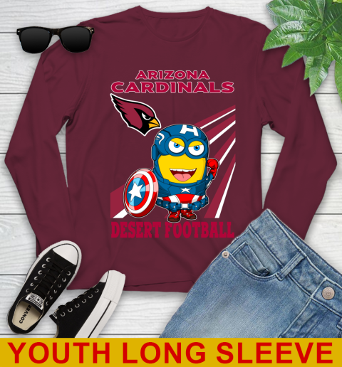 NFL Football Arizona Cardinals Captain America Marvel Avengers Minion Shirt Youth Long Sleeve 6