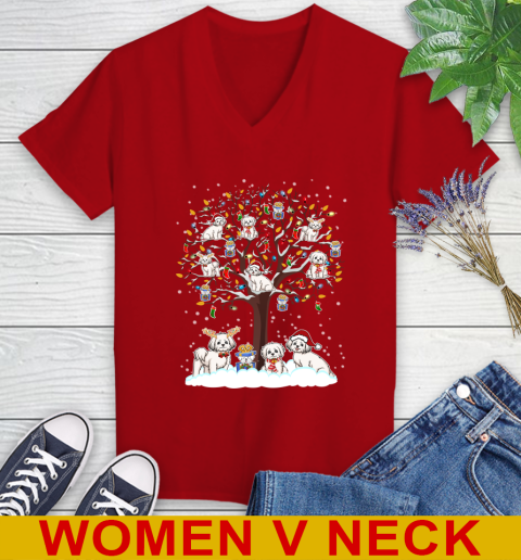 Maltese dog pet lover light christmas tree shirt 82