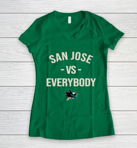 San Jose Sharks Vs Everybody Women's V-Neck T-Shirt 3