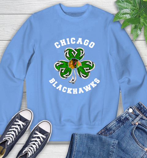 NHL Chicago Blackhawks Three Leaf Clover St Patrick's Day Hockey Sports  Sweatshirt