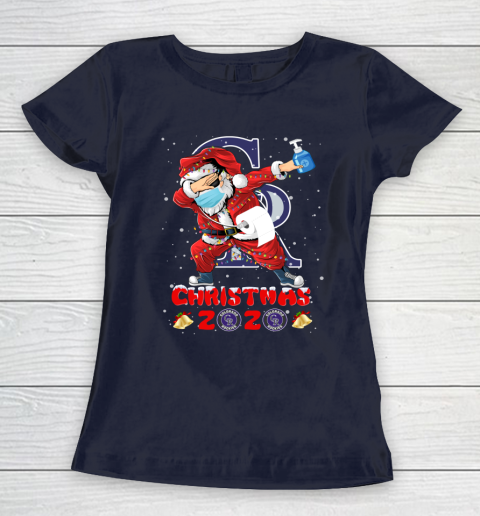 Colorado Rockies Funny Santa Claus Dabbing Christmas 2020 MLB Women's T-Shirt 2