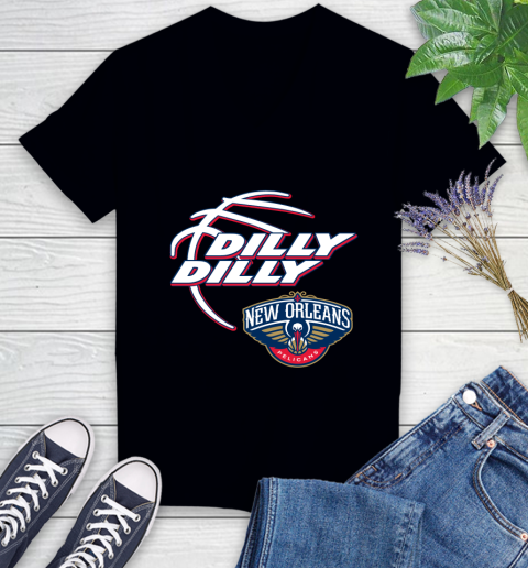 NBA New Orleans Pelicans Dilly Dilly Basketball Sports Women's V-Neck T-Shirt 2