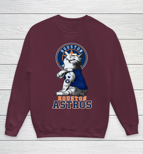 MLB Baseball My Cat Loves Houston Astros Youth Sweatshirt 4
