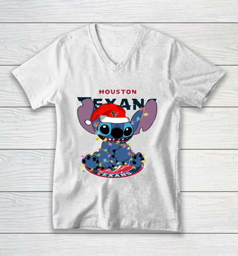 Houston Texans NFL Football noel stitch Christmas V-Neck T-Shirt
