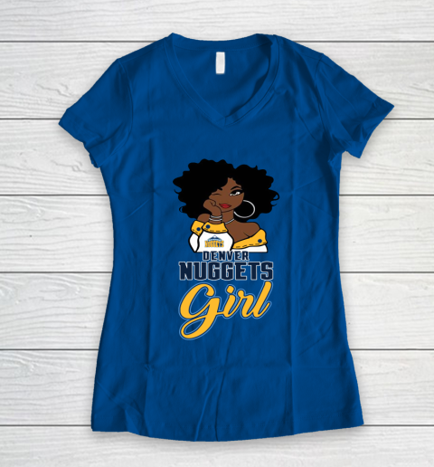 Denver Nuggets Girl NBA Women's V-Neck T-Shirt 9