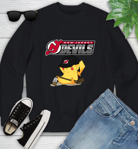 NHL Pikachu Hockey Sports New Jersey Devils Youth Sweatshirt 2
