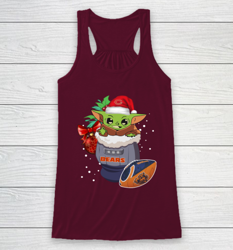 Chicago Bears Christmas Baby Yoda Star Wars Funny Happy NFL Racerback Tank 3