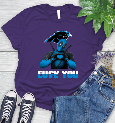 NHL Carolina Panthers Deadpool Love You Fuck You Football Sports Women's T-Shirt 4