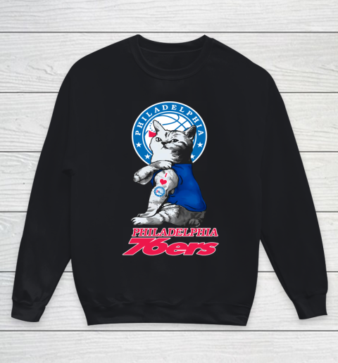 NBA Basketball My Cat Loves Philadelphia 76ers Youth Sweatshirt