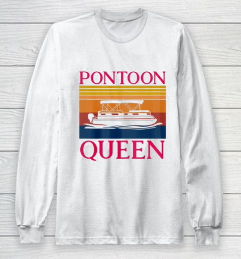 Pontoon Queen Lake And Boating Lover Captain Long Sleeve T-Shirt
