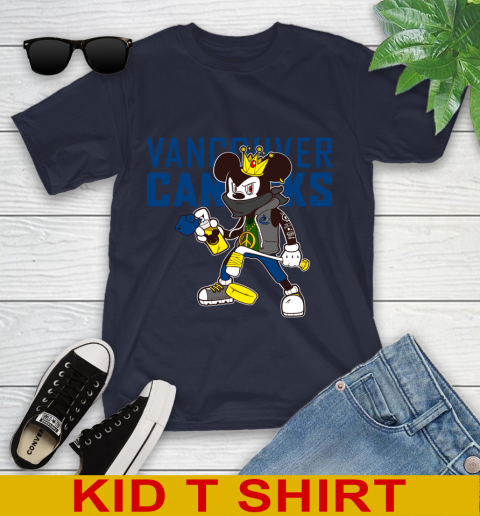 Vancouver Canucks NHL Hockey Mickey Peace Sign Sports Youth T-Shirt 3