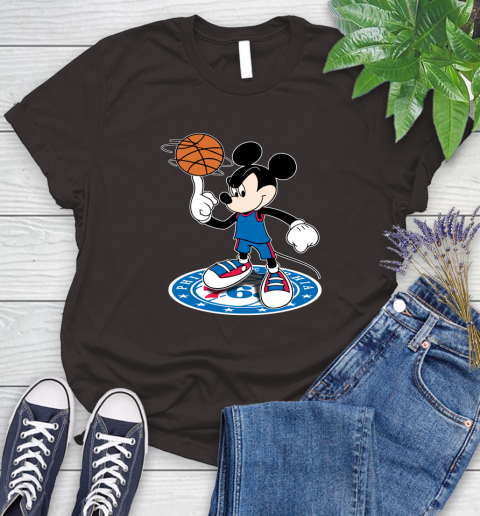 NBA Basketball Philadelphia 76ers Cheerful Mickey Disney Shirt Women's T-Shirt 9