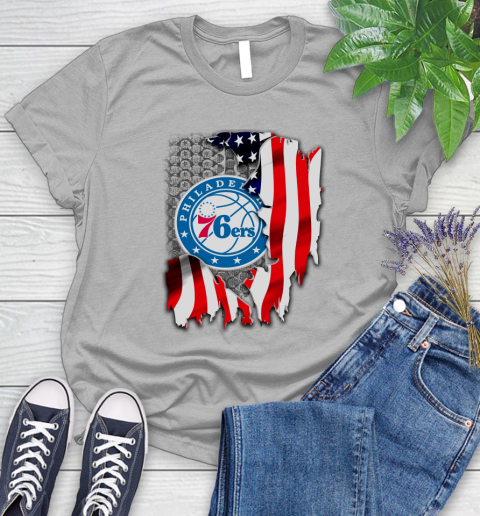 Philadelphia 76ers NBA Basketball American Flag Women's T-Shirt 5