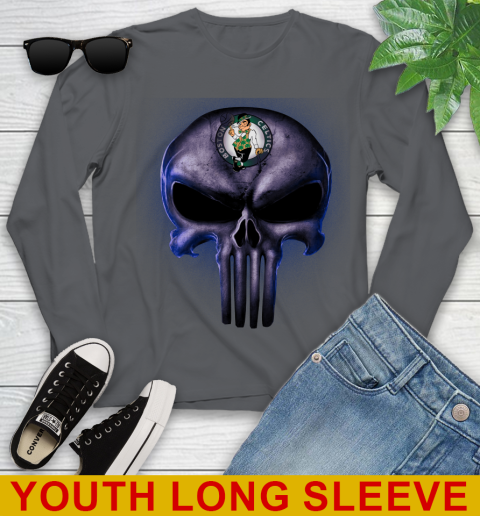 Boston Celtics NBA Basketball Punisher Skull Sports Youth Long Sleeve 9