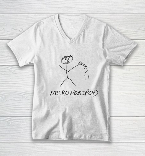 Necronomipod Stick Figure Mike Draw V-Neck T-Shirt